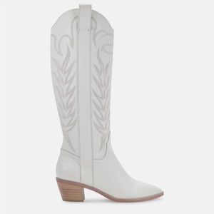 Dolce Vita White Leather Solei Boots size 8.5 - western cowboy boot!